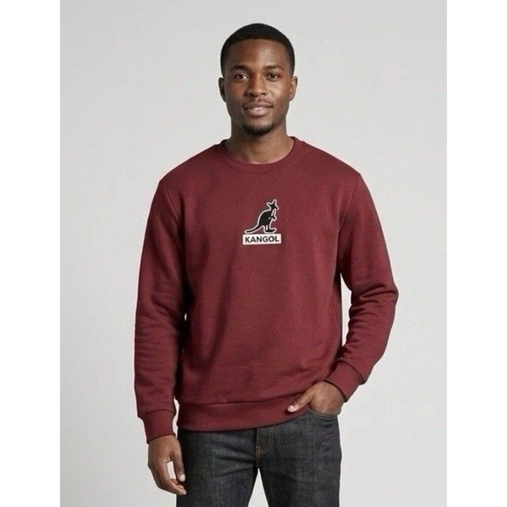 NWT Kangol Men’s XL Deep Red Crewneck Sweatshirt Embroidered Kangaroo Logo Retro